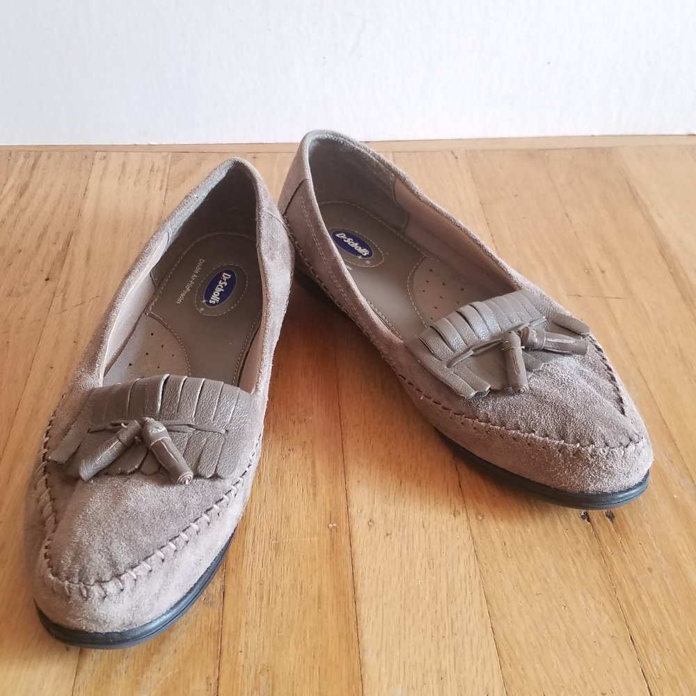 Dr. Scholl's Beige Suede Leather Moccasin Loafers - Size 8.5M